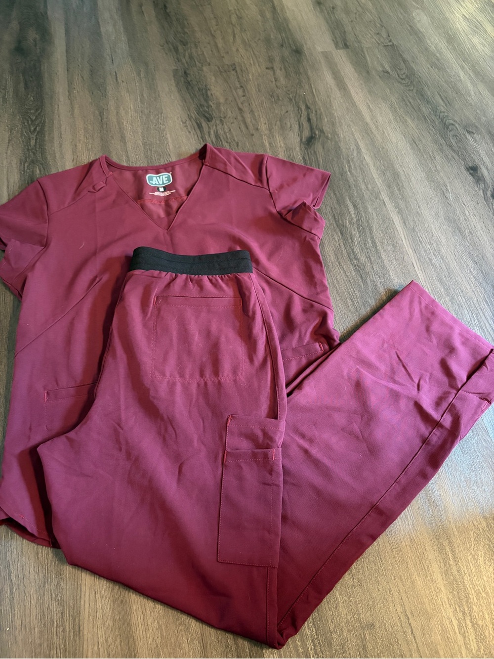burgundy medical scrub set